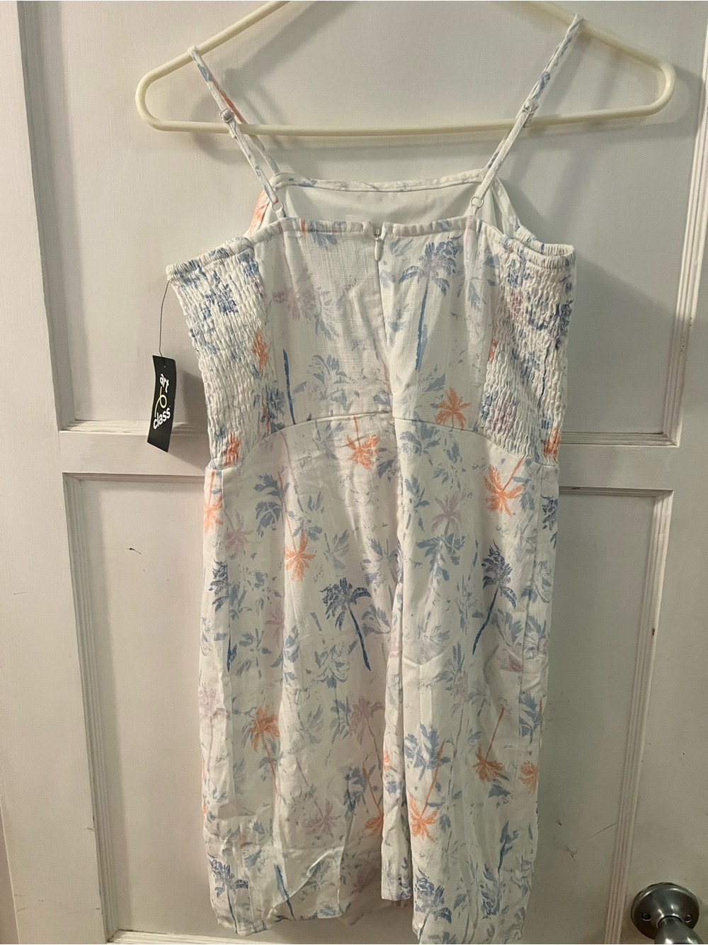 art class White Floral Sundress with Blue and Peach Accents - Picture 2 of 4